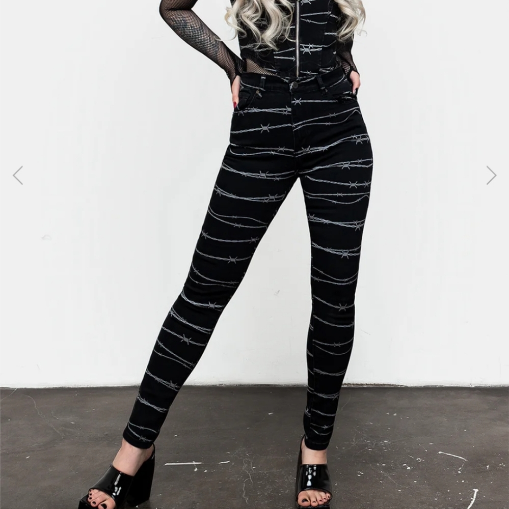 Barbed Denim Skinny Jeans